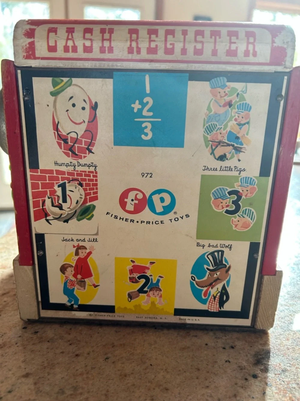 Fisher-Price #972 Toy Wooden Cash Register Bold Multicolor Vintage 1960’s